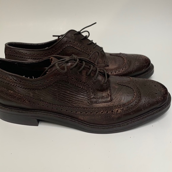 Rustic Wingtip Dark Brown Leather Shoes-US Size 9 - Picture 5 of 12